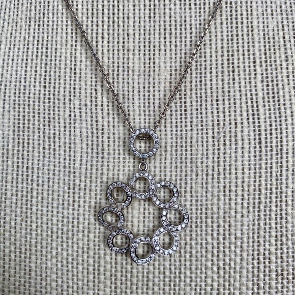 Circles Pave Silver NECKLACE NWT - Picture 2 of 9